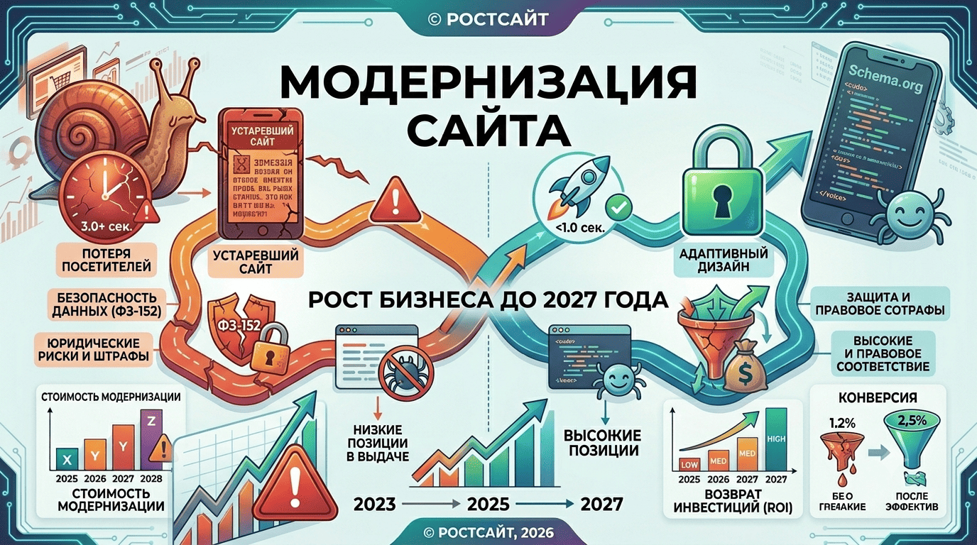 Обновление сайта для бизнеса до 2027 года – обязательный этап цифровой адаптации маркетинга